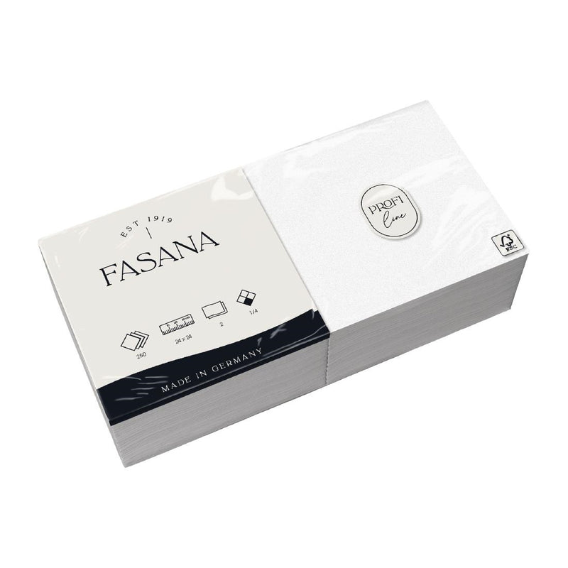 Fasana Cocktail Napkin White 24x24cm 2ply 1/4 Fold (Pack of 1500)