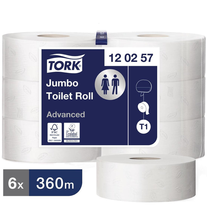 Tork Jumbo-Toilettenpapier, 2-lagig, 360 m, 6 Stück