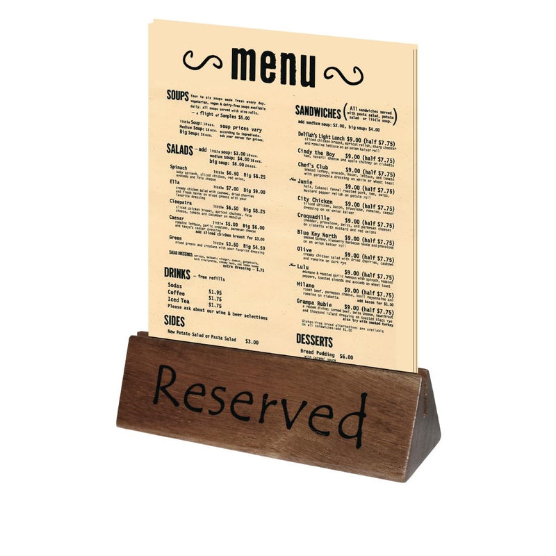 Olympia Acacia Menu Holder and Reserved Sign (Pack of 10)