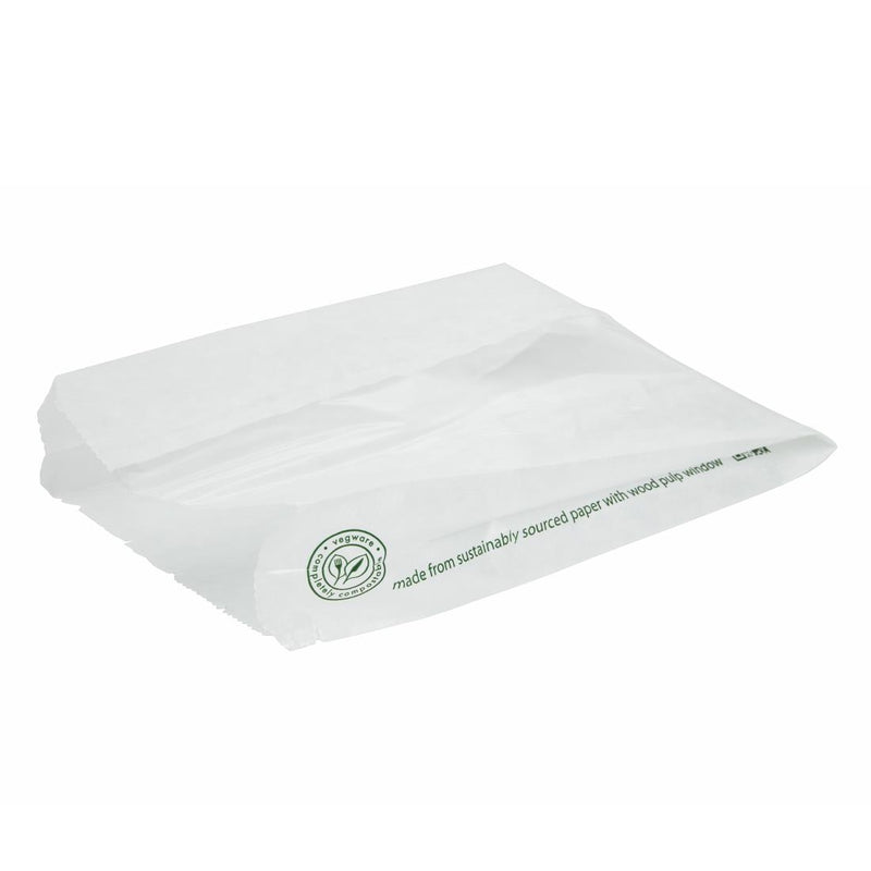 Vegware Compostable Glassine Hot Food Bags With NatureFlex Window Large (Pack of 500)