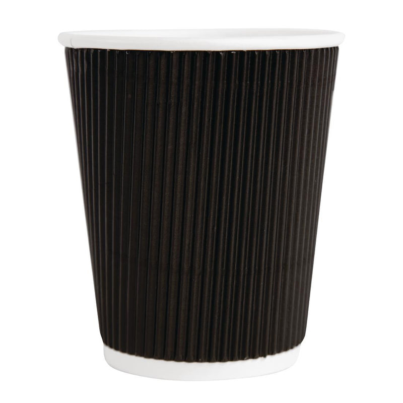 Fiesta Recycelbare Kaffeetassen Ripple Wall Schwarz 225 ml (500 Stück)