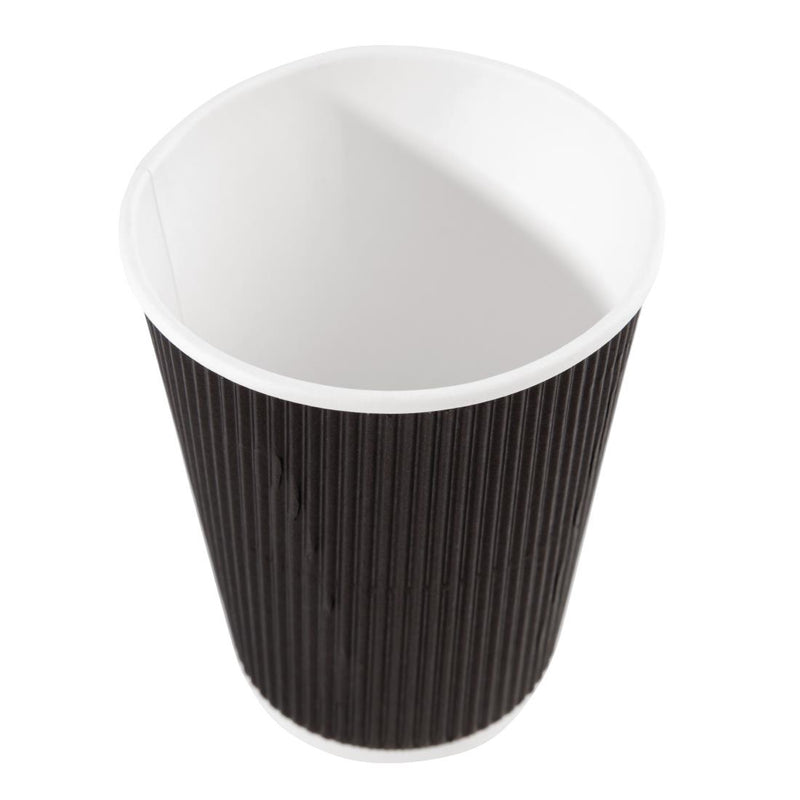 Fiesta Recyclable Coffee Cups Ripple Wall Black 340ml / 12oz (Pack of 25)