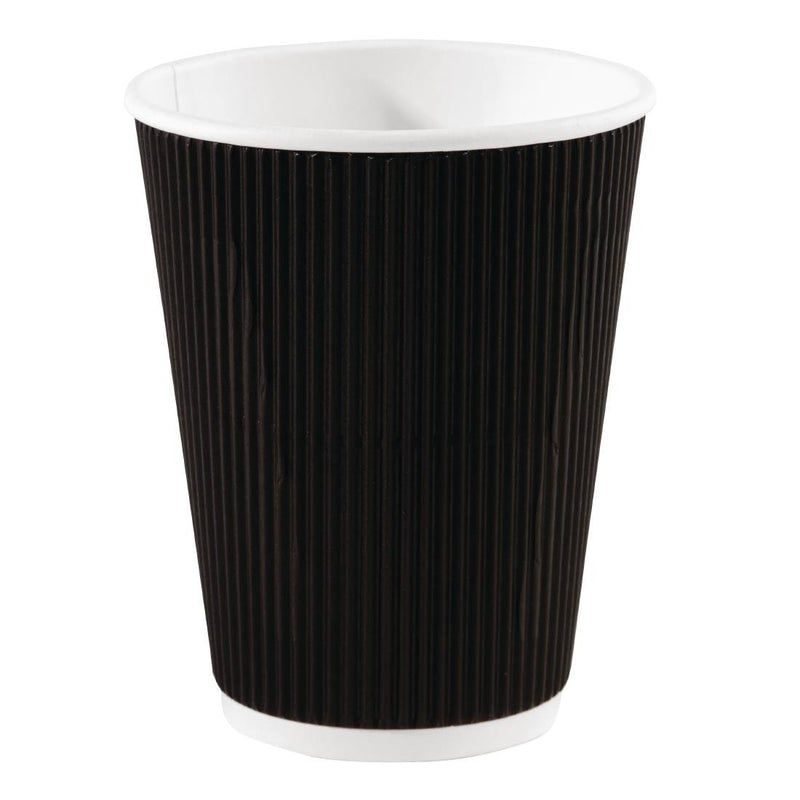 Fiesta Recyclable Coffee Cups Ripple Wall Black 340ml / 12oz (Pack of 500)