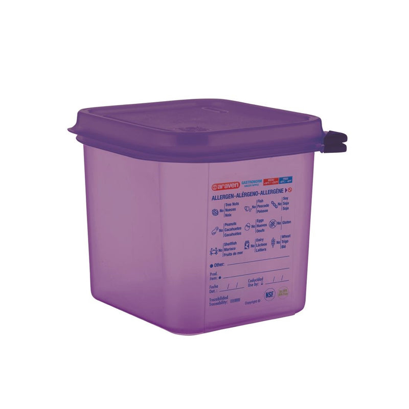 Araven Allergen Polypropylen 1/6 Gastronorm Lebensmittelbehälter Lila 2,6 l