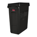 Rubbermaid Slim Jim Behälter mit Entlüftungskanälen, Schwarz, 60 l
