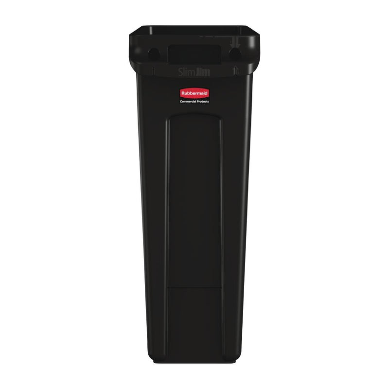 Venting Channel Containers Rubbermaid Slim Jim Container With Venting Channels Black 87Ltr