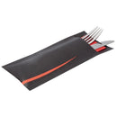 Europochette Bari Black Cutlery Pouch with Red Napkin (Pack of 100)