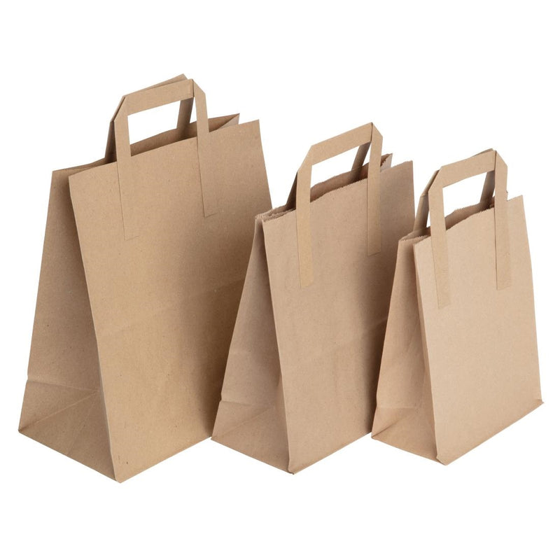 Fiesta Recyclable Brown Paper Carrier Bags Medium (Pack of 250)