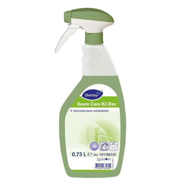 Diversey Room Care R2-Des Reiniger und Desinfektionsmittel für harte Oberflächen, gebrauchsfertig, 750 ml