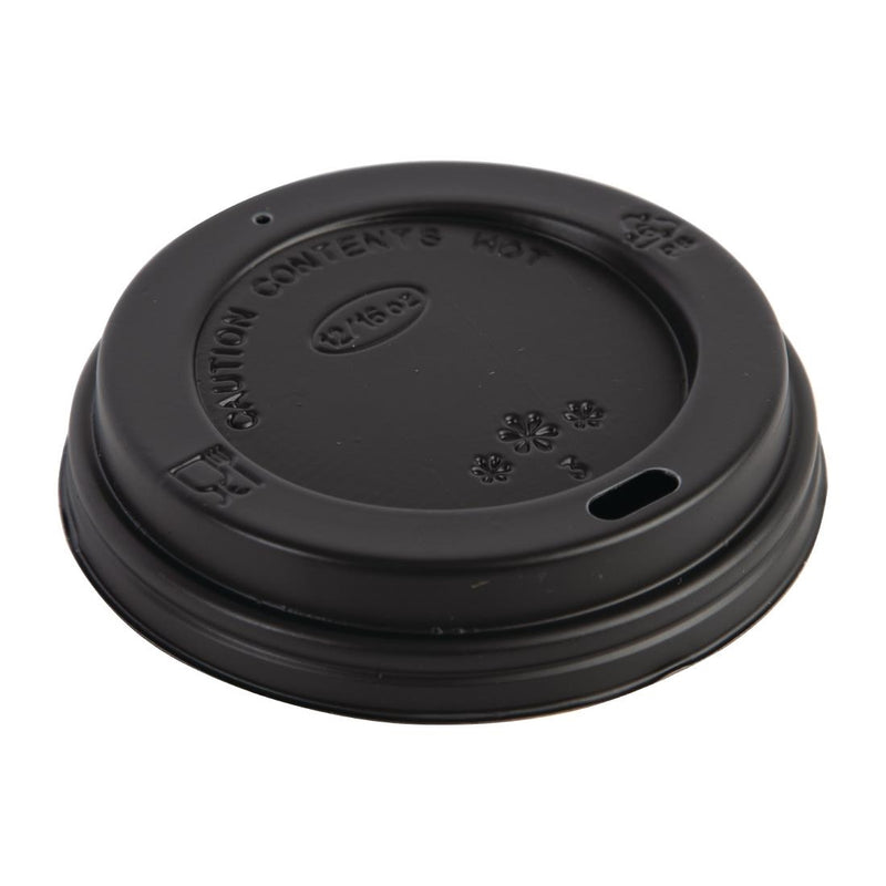 Fiesta Recycelbare Kaffeetassendeckel, Schwarz, 340 ml/12 oz und 455 ml/16 oz (50 Stück)