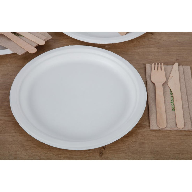 Fiesta kompostierbare Bagasse-Teller, rund, 260 mm, 50 Stück