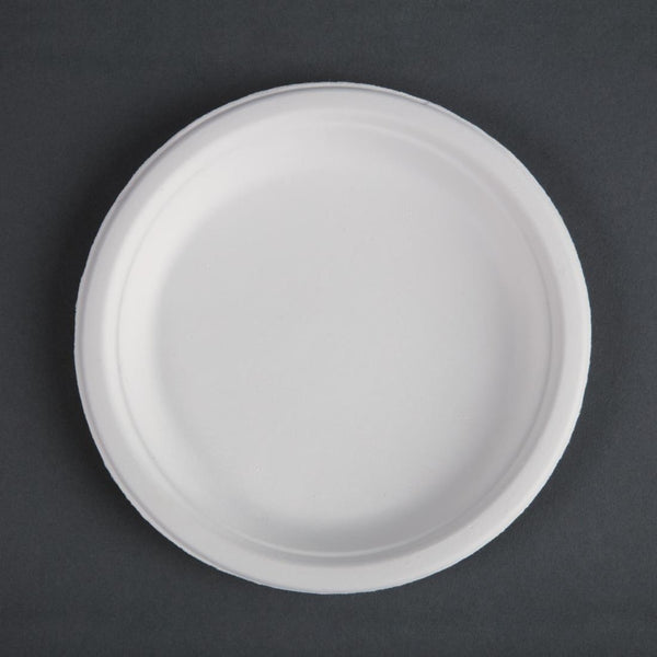 Fiesta kompostierbare Bagasse-Teller, rund, 179 mm, 50 Stück