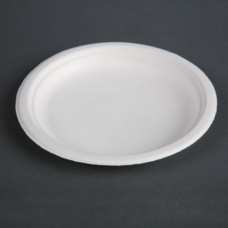 Fiesta kompostierbare Bagasse-Teller, rund, 179 mm, 50 Stück