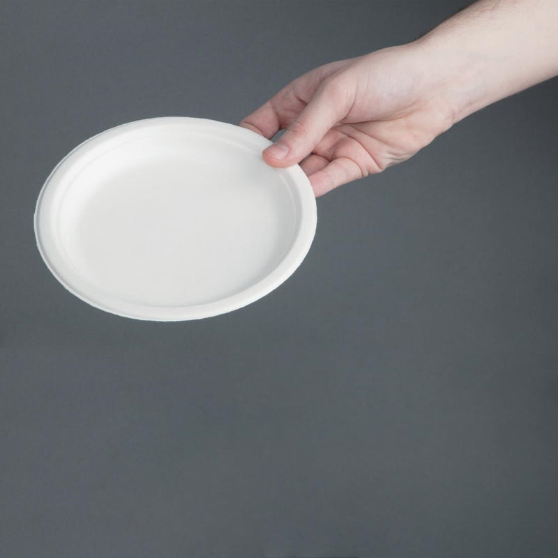 Fiesta kompostierbare Bagasse-Teller, rund, 179 mm, 50 Stück