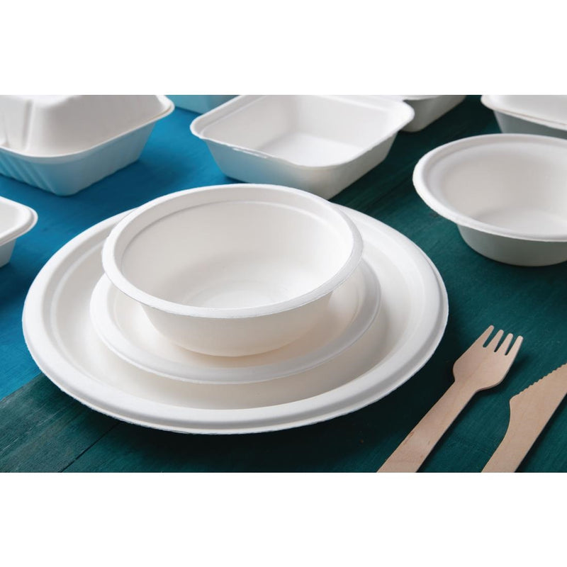 Fiesta kompostierbare Bagasse-Schalen, rund, 284 ml, 50 Stück