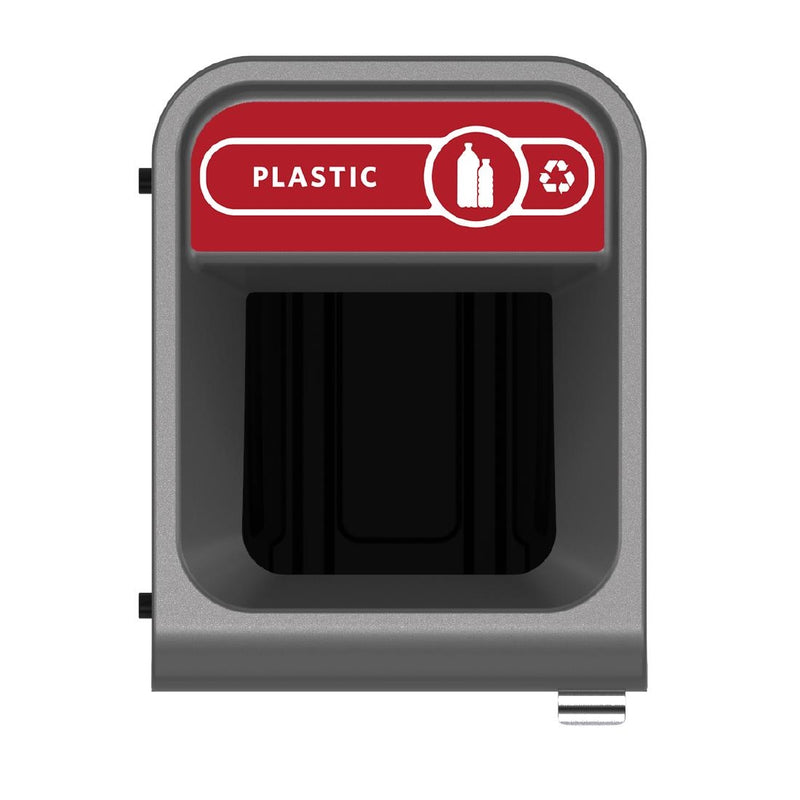 Rubbermaid Configure Recycling Bin with Plastic Recycling Label Red 57Ltr