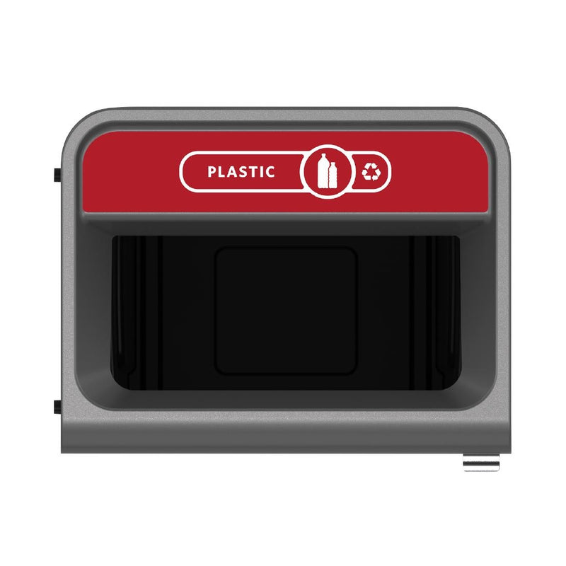 Rubbermaid Configure Recycling Bin with Plastic Recycling Label Red 125Ltr