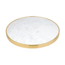 Bolero Round Marble Tabletop with Brass Effect Rim White 600mm