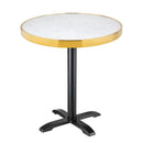 Bolero Round Marble Tabletop with Brass Effect Rim White 600mm