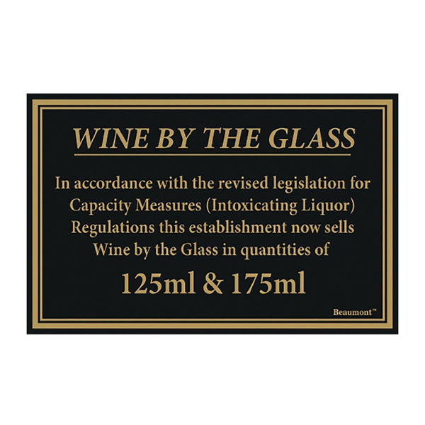 Beaumont 125ml & 175ml Wine Law Sign 170x110mm