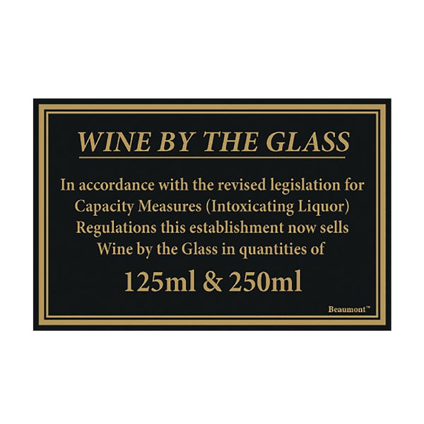 Beaumont 125ml & 250ml Wine Law Sign 170x110mm