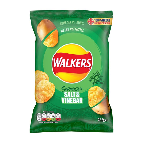 Walkers Chips mit Salz- und Essiggeschmack, 32 x 32,5 g