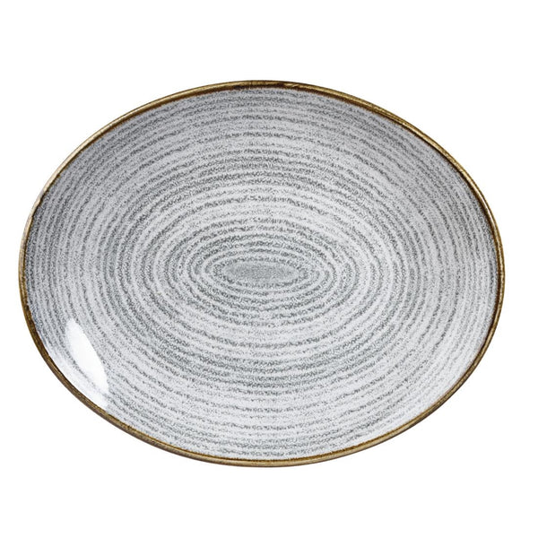 Churchill Studio Prints Homespun Stone Grey Oval Coupe Plate 270 x 229mm