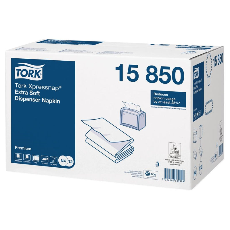 Tork Xpressnap Extra Soft Dispenser-Serviette, weiß, 2-lagig, 1/2-Falz (8 x 1000 Stück)