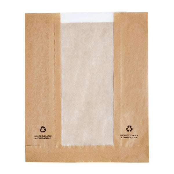 Fiesta Compostable Food Bags with Glassine Windows (Pack of 1000)