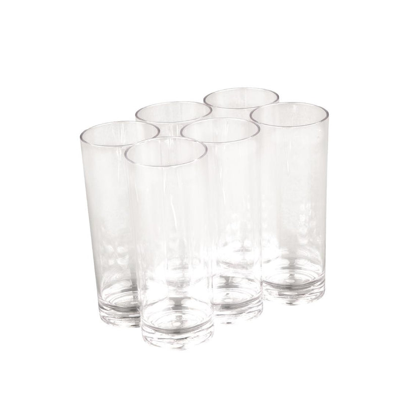 Olympia Kristallon Polycarbonate Hi Ball Glasses Clear 360ml (Pack of 6)