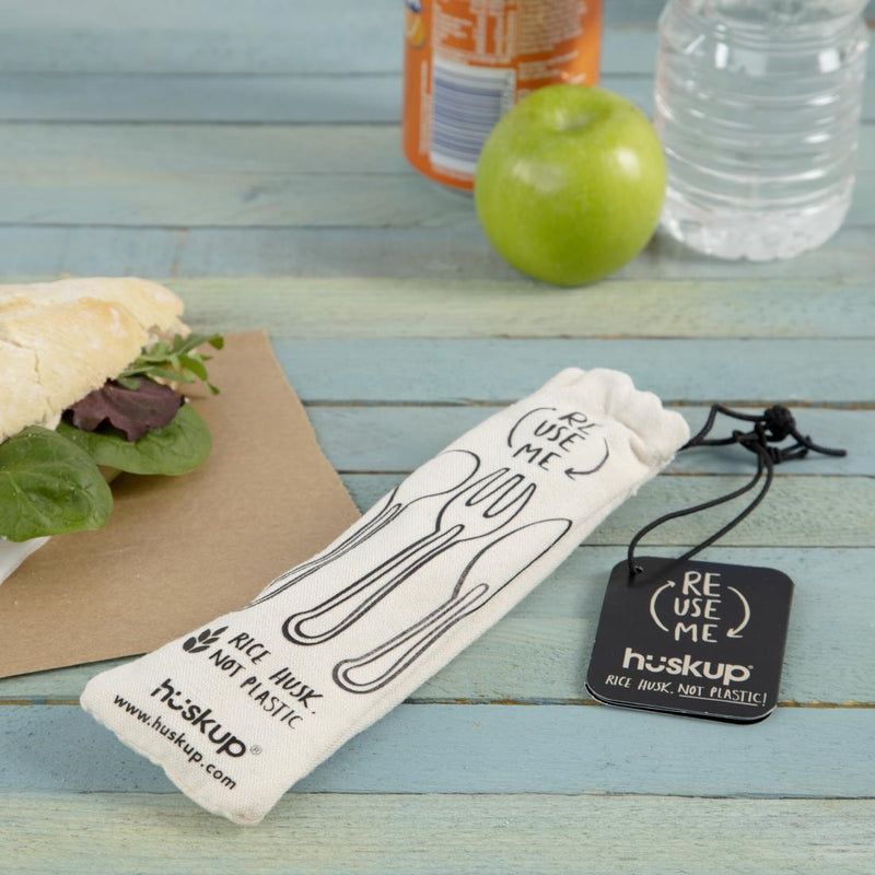 Wiederverwendbares Besteckset aus Reishülsen