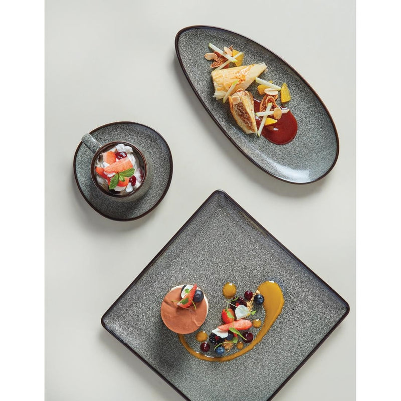 Olympia Saucenbecher aus Emaille, Weiß und Blau, 6 Stück