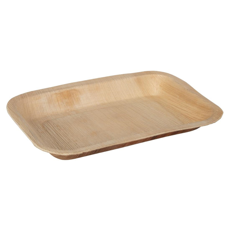 Fiesta Compostable Deep Palm Leaf Plates Rectangular 250mm (Pack of 100)