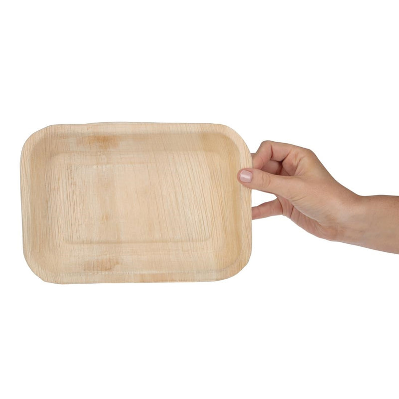 Fiesta Compostable Deep Palm Leaf Plates Rectangular 250mm (Pack of 100)