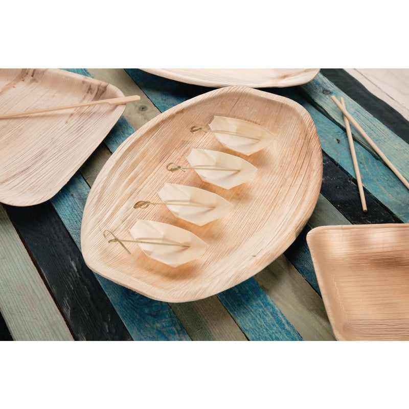 Fiesta Compostable Wooden Sushi Boats Small 80mm (Pack of 100)