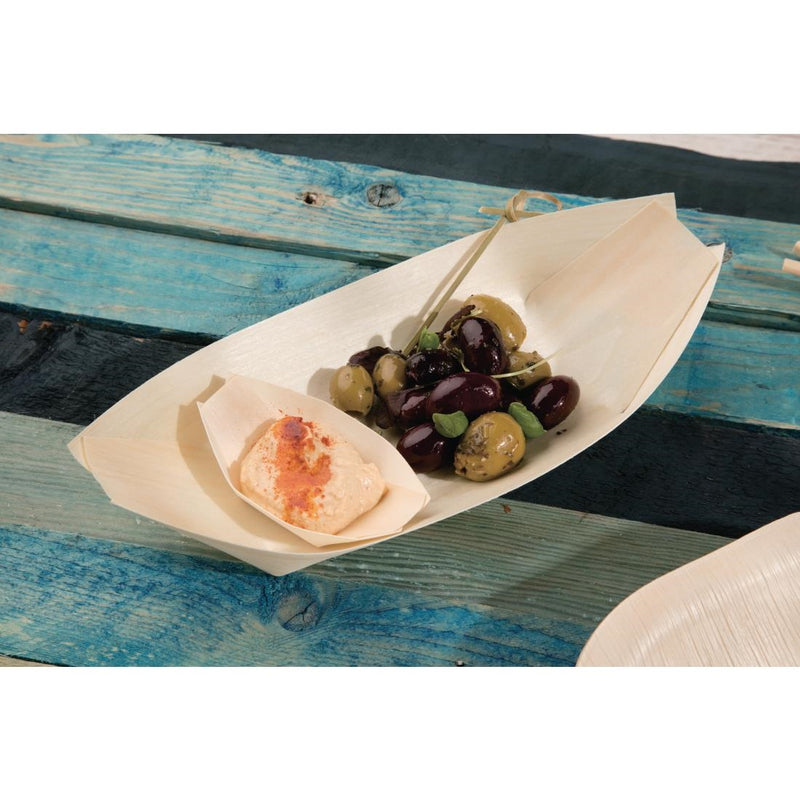 Fiesta Compostable Wooden Sushi Boats Medium 190mm (Pack of 100)