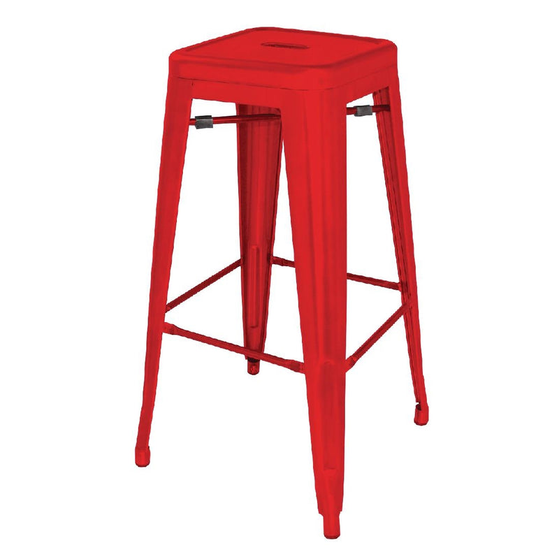 Bolero Bistro Steel Hochhocker Rot (4er Pack)