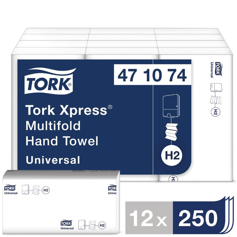 Tork Z-Falz-Papierhandtücher, weiß, 1-lagig, 250 Blatt (12er-Pack)