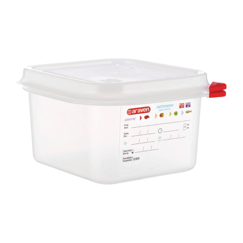 Araven Polypropylen 1/6 Gastronorm-Vorratsbehälter für Lebensmittel, 1,7 l (4 Stück)