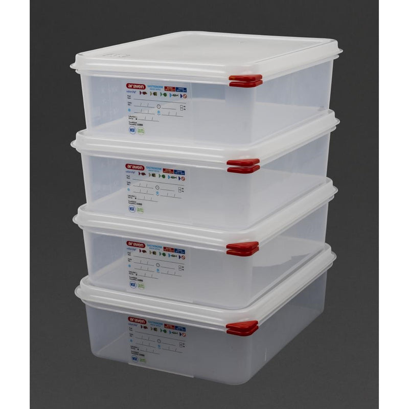 Araven Polypropylene 1/2 Gastronorm Food Container 6.5Ltr (Pack of 4)