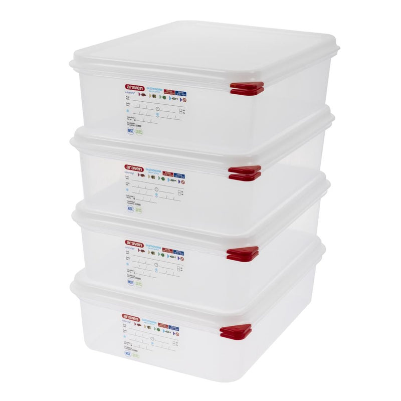 Araven Polypropylene 1/2 Gastronorm Food Container 6.5Ltr (Pack of 4)