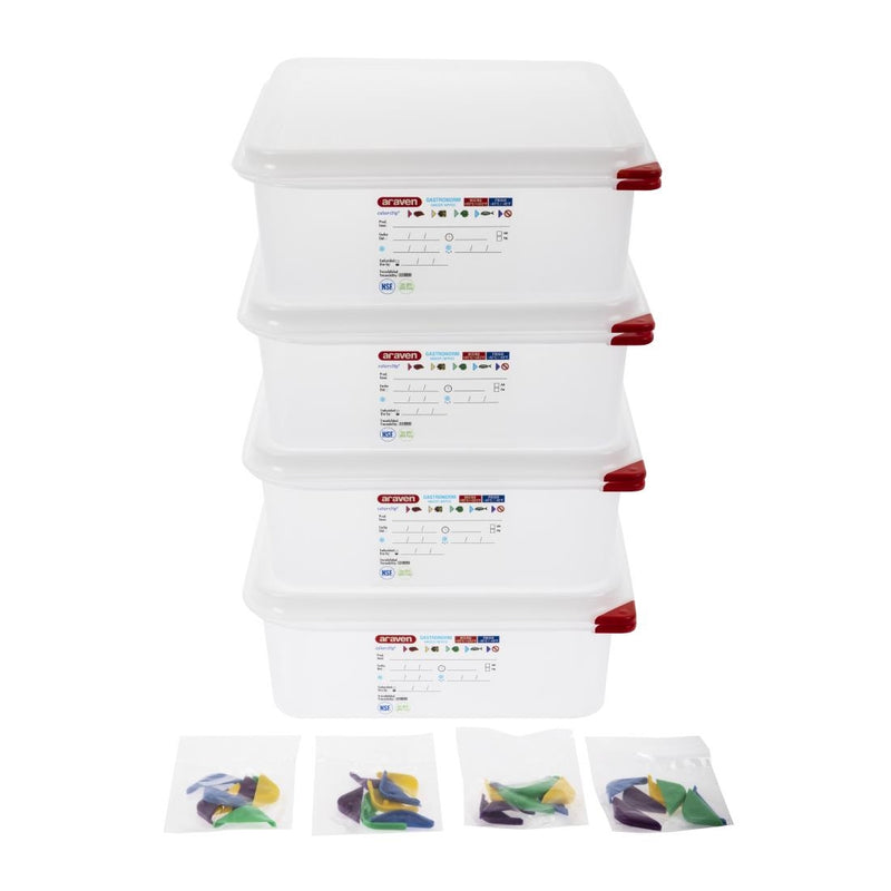 Araven Polypropylene 1/2 Gastronorm Food Container 6.5Ltr (Pack of 4)