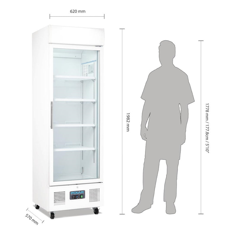 Polar G-Series Upright Display Fridge 368Ltr White