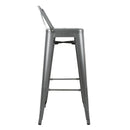 Bolero Bistro High Stool With Backrest Gun Metal (Pack of 4)