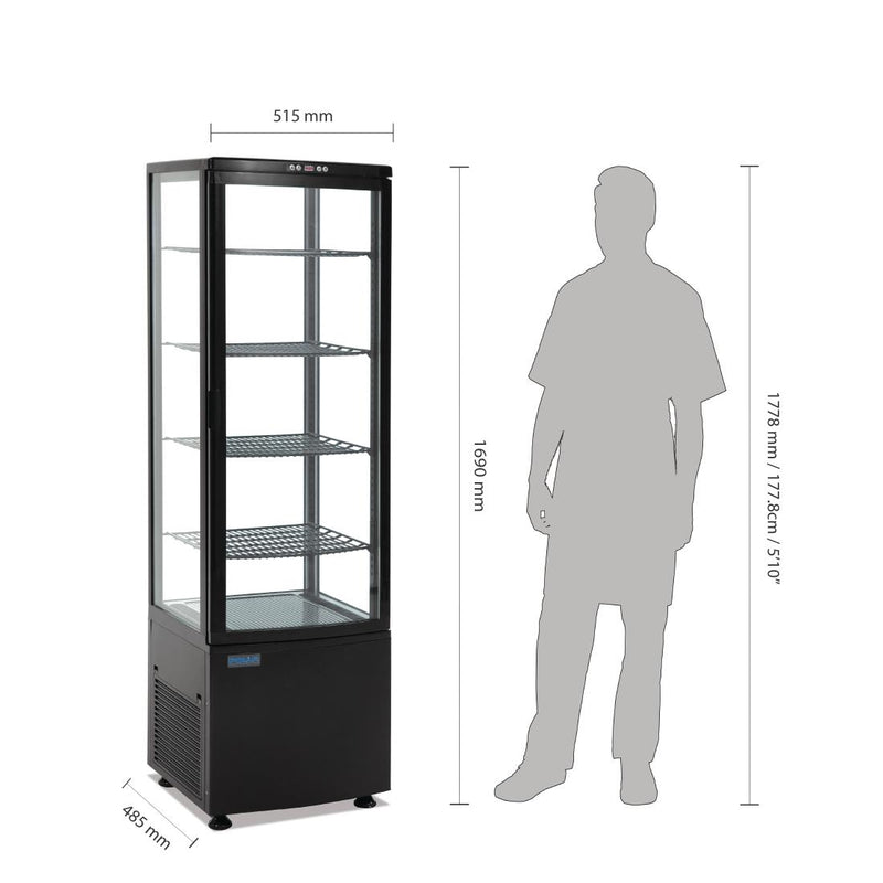 Polar C-Serie Kühlschrank mit gebogener Tür, 235 l, Schwarz