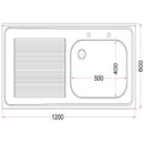 Holmes Fully Assembled Stainless Steel Sink Left Hand Drainer 1200mm