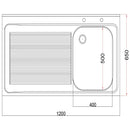 Holmes Fully Assembled Stainless Steel Sink Left Hand Drainer 1200mm