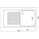 Holmes Fully Assembled Stainless Steel Left Hand Drainer 1500mm