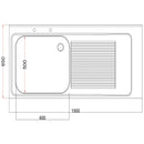 Holmes Fully Assembled Stainless Steel Sink Right Hand Drainer 1500mm