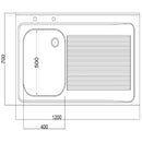 Holmes Fully Assembled Stainless Steel Sink Right Hand Drainer 1200mm